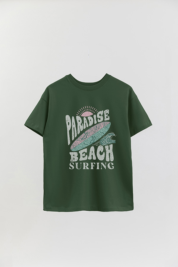 REMERA OVER ESTAMPADA PARADISE BEACH SURFING