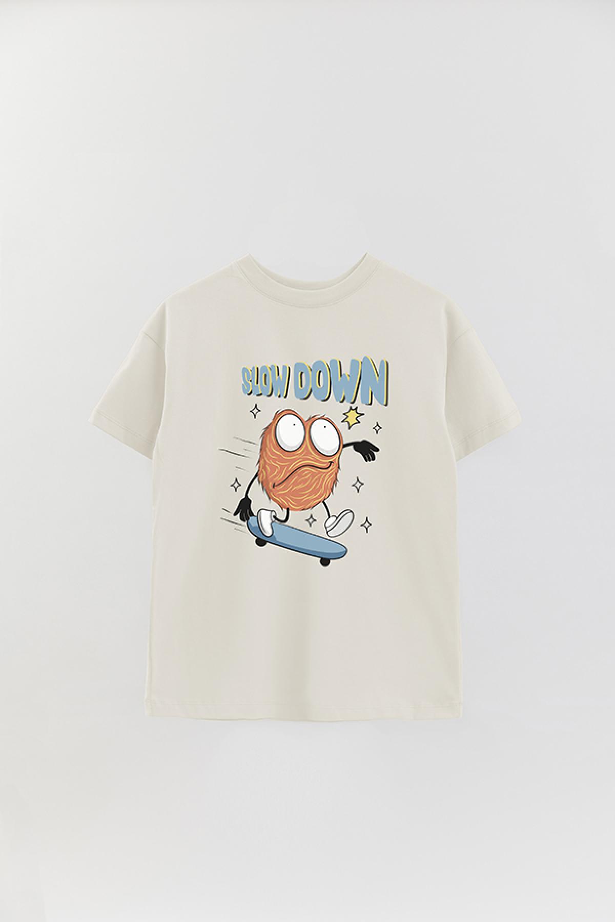 REMERA OVER ESTAMPADA MTOON SLOW DOWN