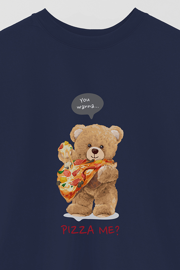 REMERA OVER ESTAMPADA UNISEX TEDDY PIZZA ME
