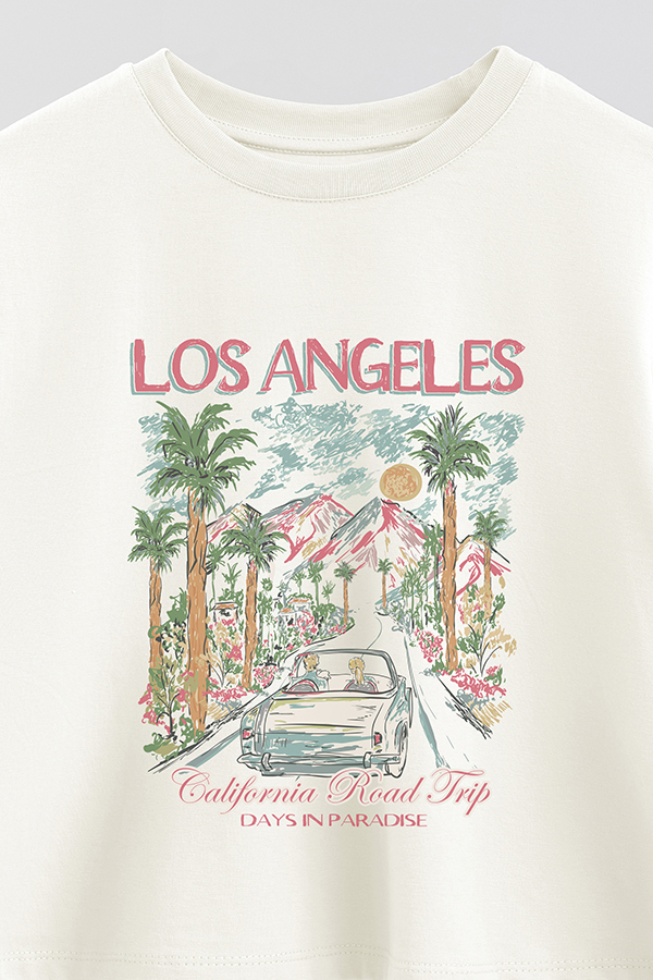 REMERA CROP ESTAMPADA LOS ANGELES