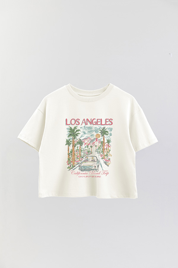 REMERA CROP ESTAMPADA LOS ANGELES
