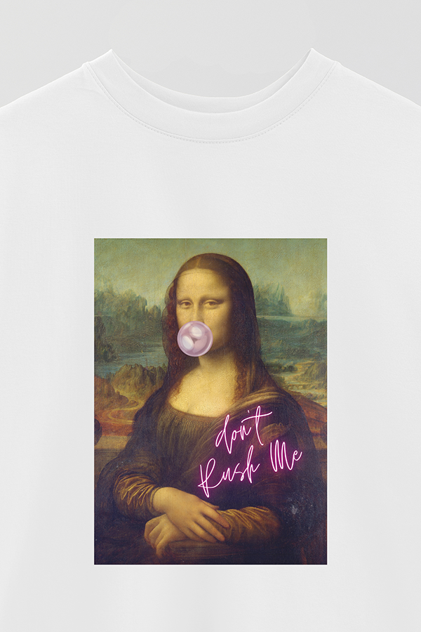REMERA OVER ESTAMPADA ART COLLECTION 22 DON'T RUSH ME