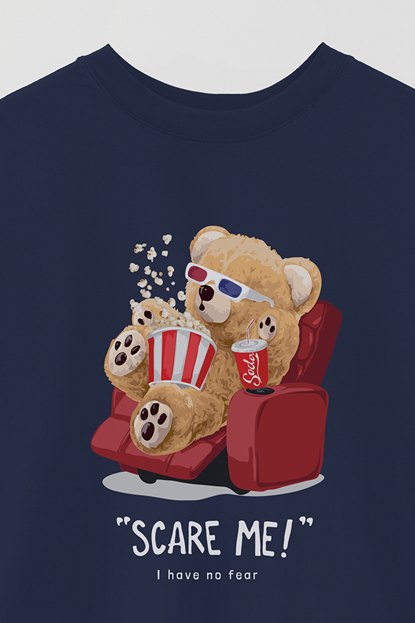 REMERA OVER ESTAMPADA UNISEX TEDDY SCARE ME
