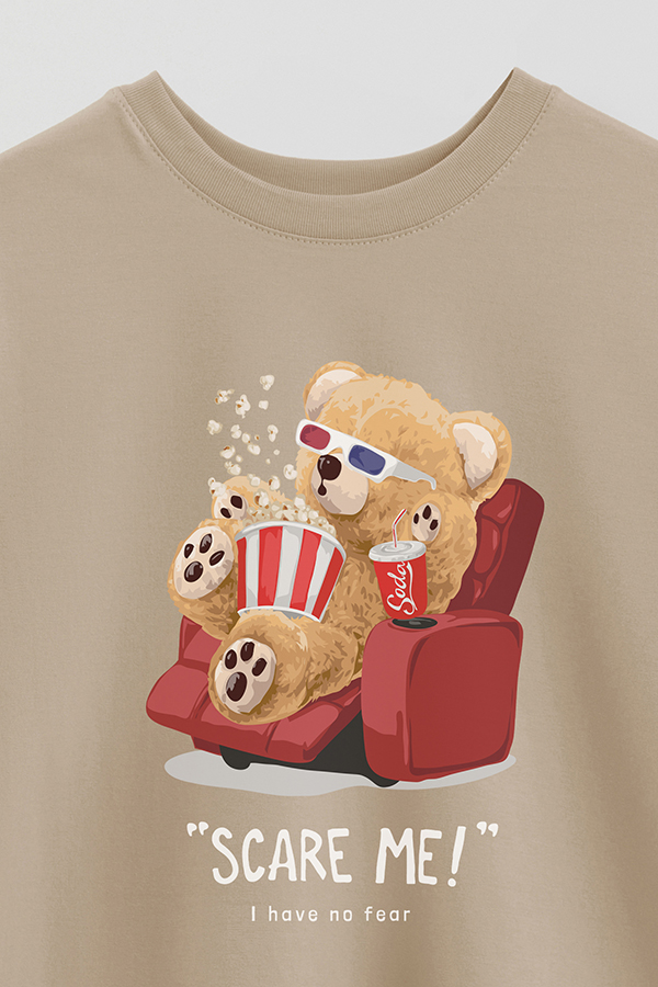 REMERA OVER ESTAMPADA UNISEX TEDDY SCARE ME