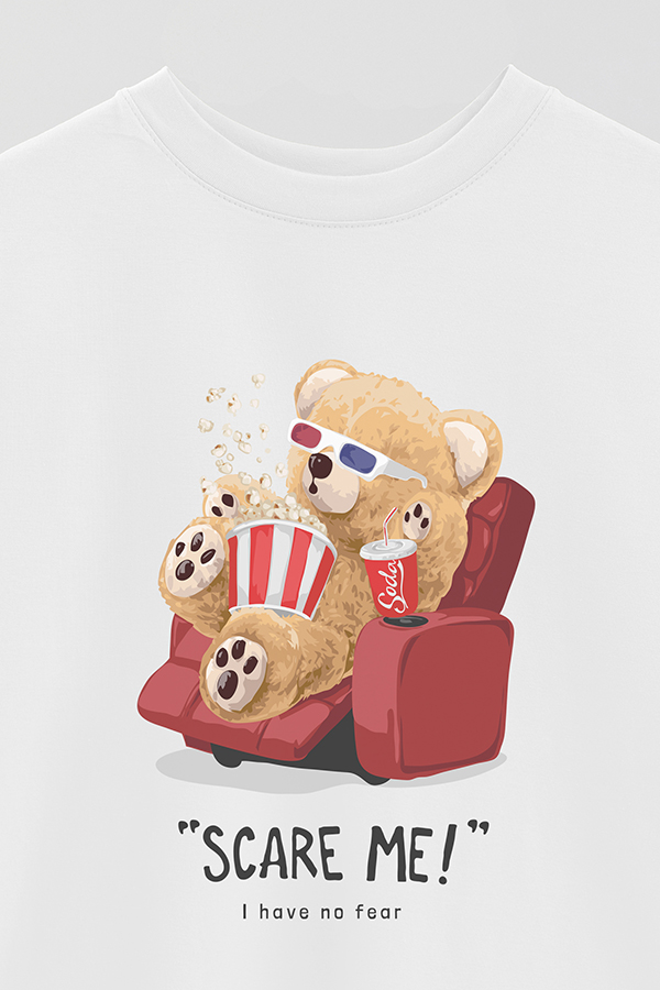 REMERA OVER ESTAMPADA UNISEX TEDDY SCARE ME