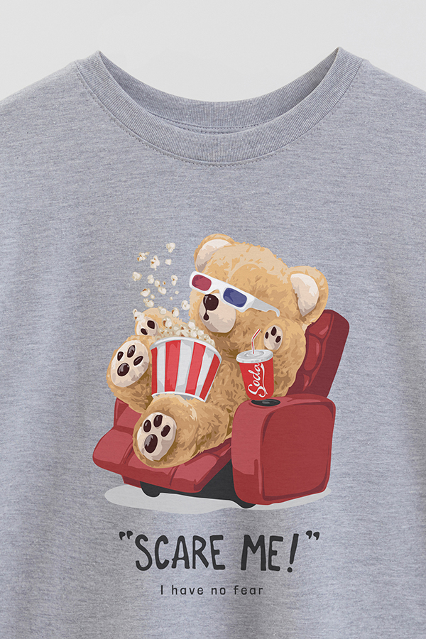 REMERA OVER ESTAMPADA UNISEX TEDDY SCARE ME