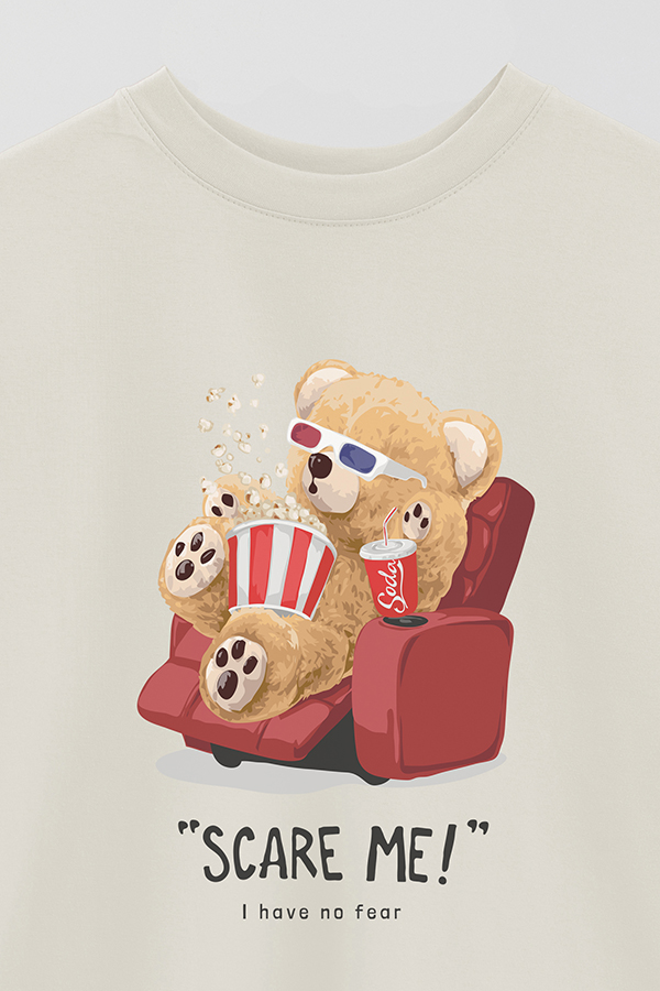 REMERA OVER ESTAMPADA UNISEX TEDDY SCARE ME