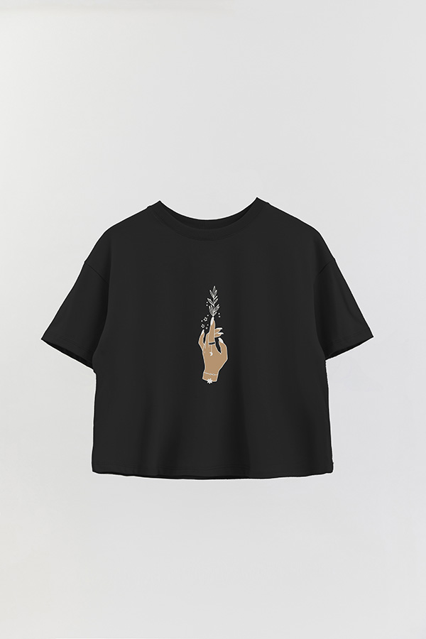 REMERA CROP ESTAMPADA HAND 2