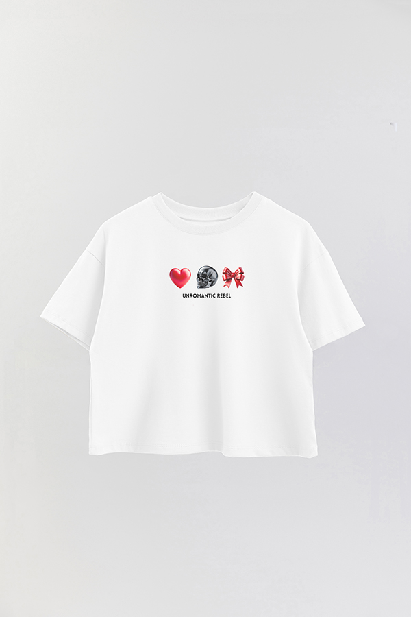 REMERA CROP ESTAMPADA ANTI VALENTINE UNROMANTIC