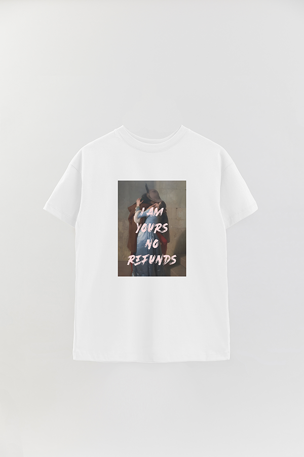 REMERA OVER ESTAMPADA ART COLLECTION 111 I AM YOURS NO REFUNDS