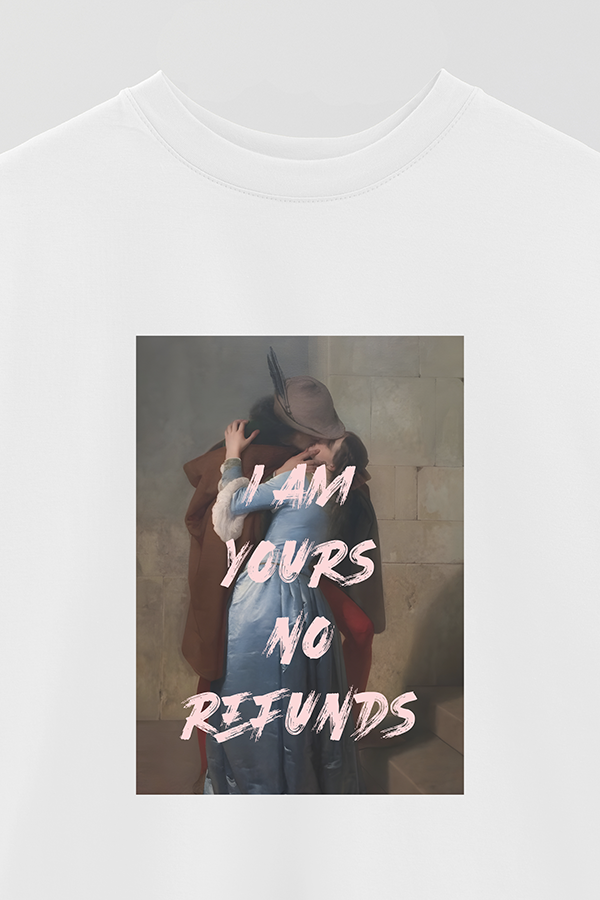 REMERA OVER ESTAMPADA ART COLLECTION 111 I AM YOURS NO REFUNDS
