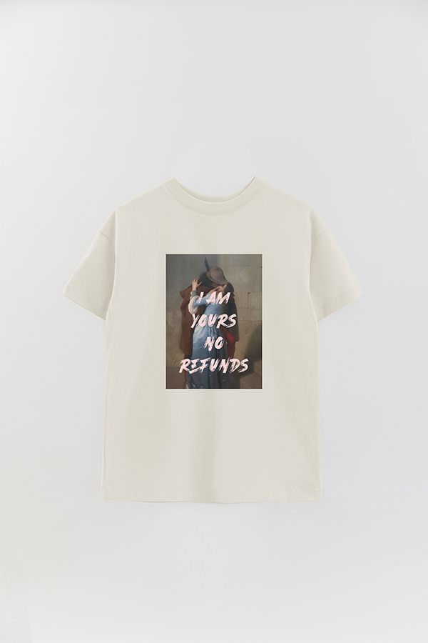 REMERA OVER ESTAMPADA ART COLLECTION 111 I AM YOURS NO REFUNDS