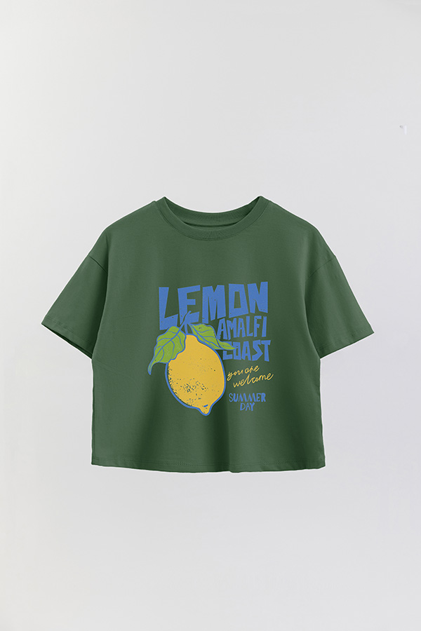 REMERA CROP ESTAMPADA LEMON AMALFI