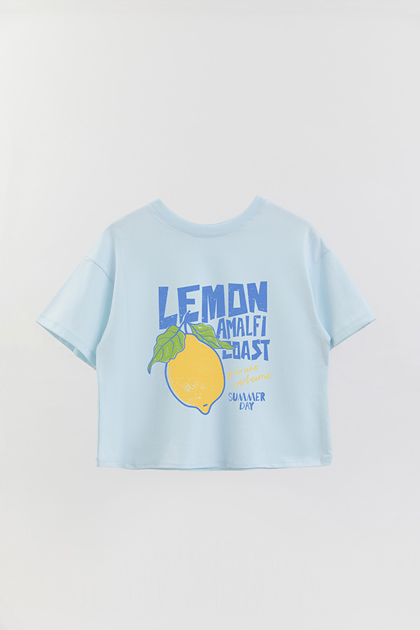 REMERA CROP ESTAMPADA LEMON AMALFI