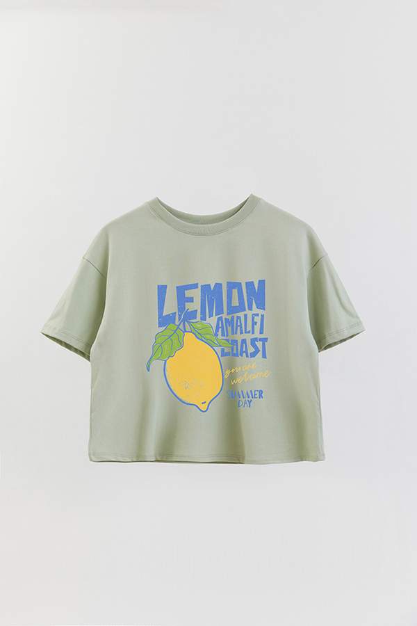 REMERA CROP ESTAMPADA LEMON AMALFI
