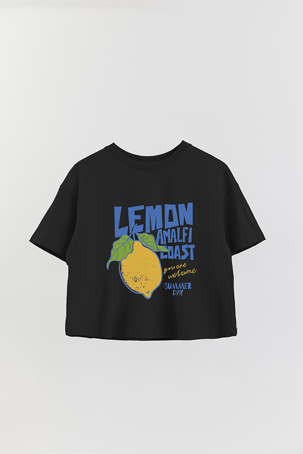 REMERA CROP ESTAMPADA LEMON AMALFI