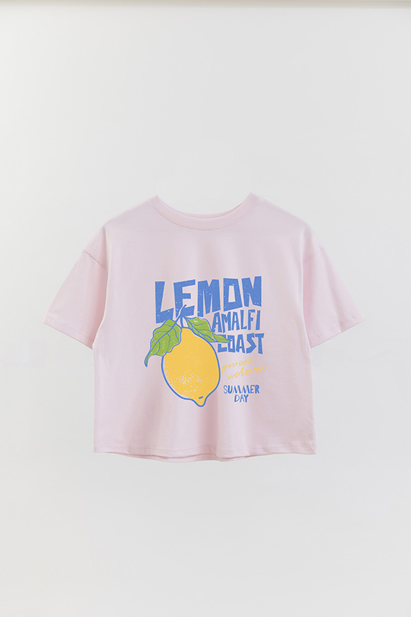 REMERA CROP ESTAMPADA LEMON AMALFI