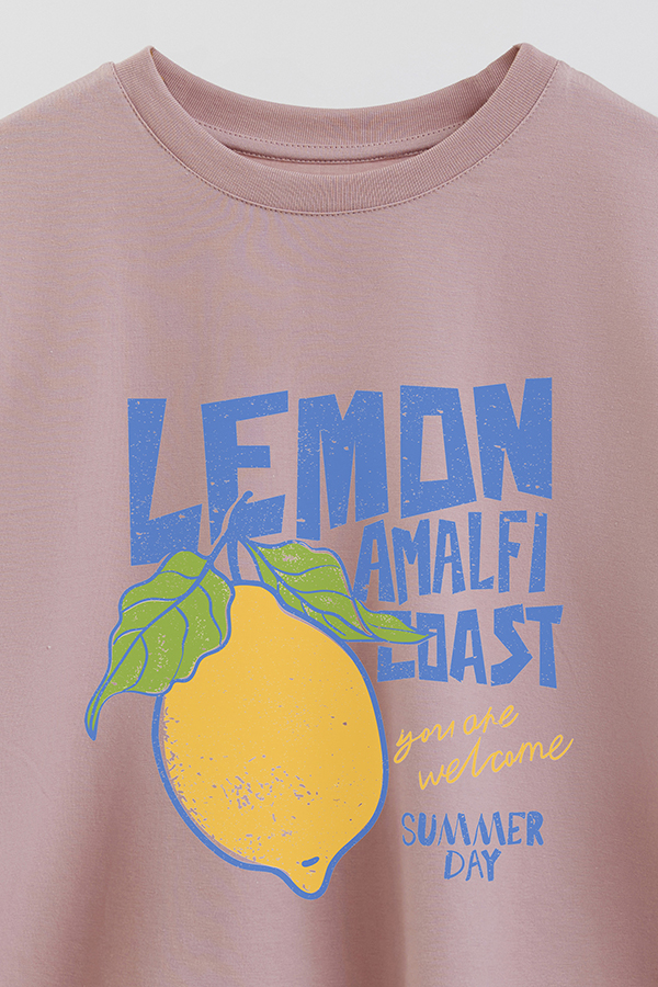 REMERA CROP ESTAMPADA LEMON AMALFI