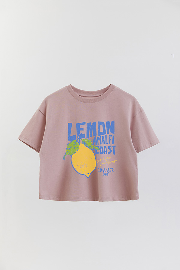 REMERA CROP ESTAMPADA LEMON AMALFI