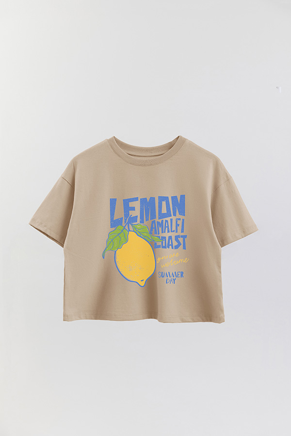 REMERA CROP ESTAMPADA LEMON AMALFI