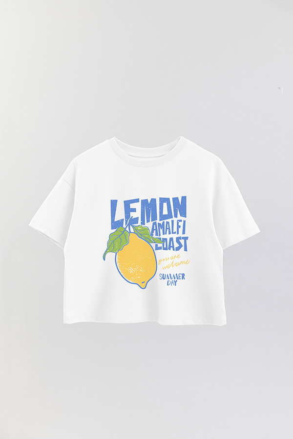 REMERA CROP ESTAMPADA LEMON AMALFI