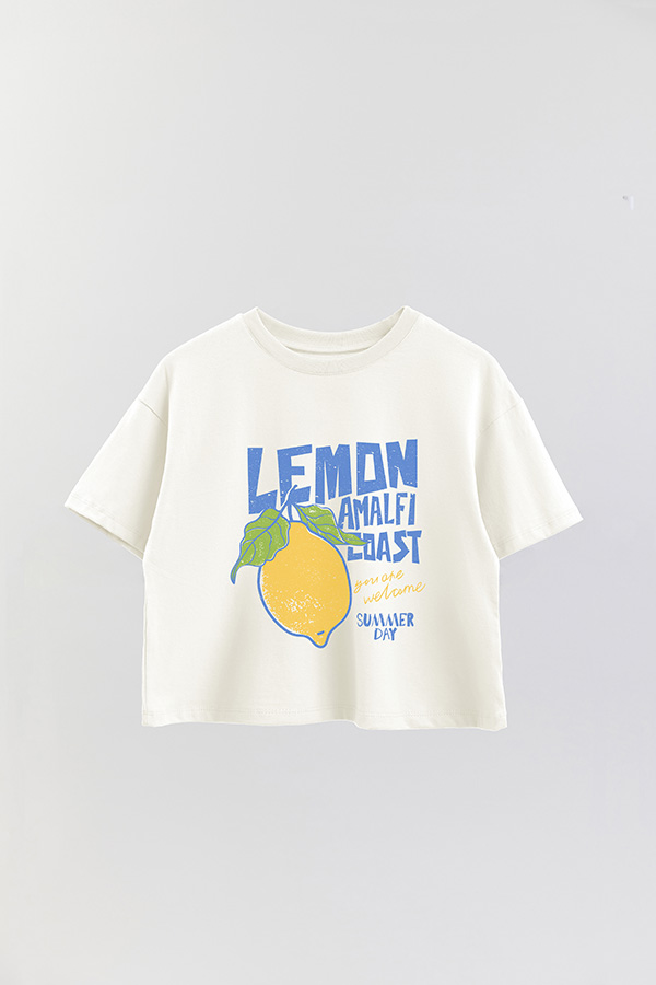 REMERA CROP ESTAMPADA LEMON AMALFI