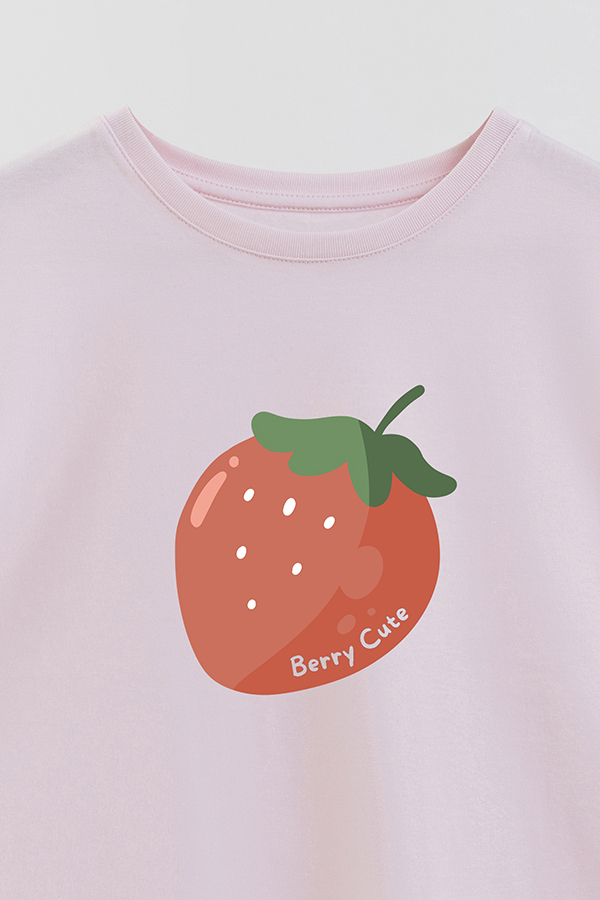 REMERA GIRL OVER FRUIT BERRY CUTE