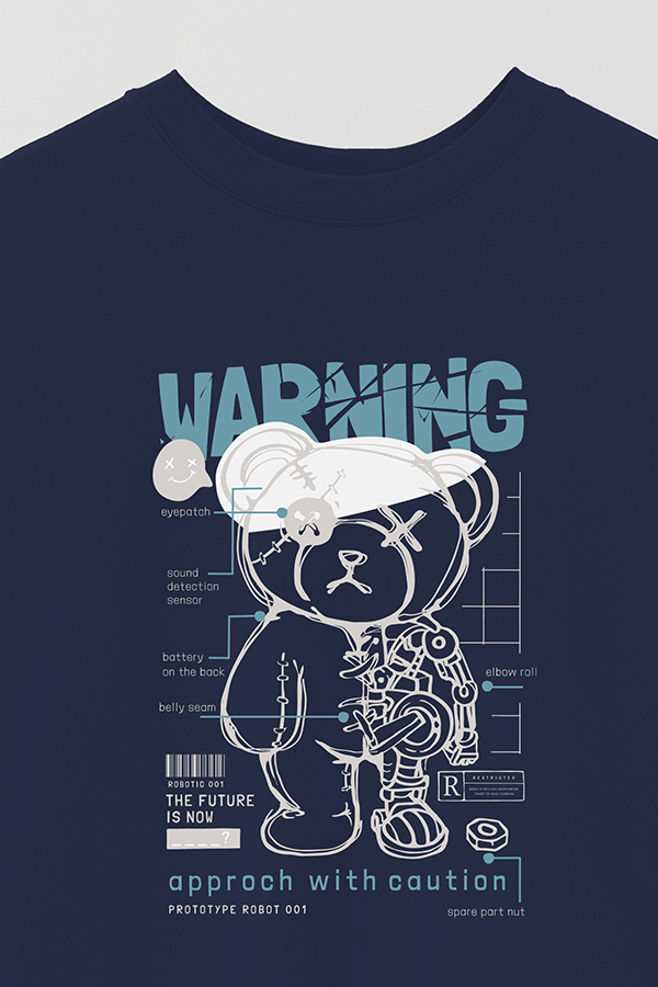 REMERA OVER ESTAMPADA UNISEX TEDDY WARNING