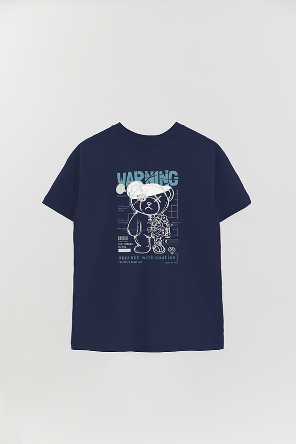 REMERA OVER ESTAMPADA UNISEX TEDDY WARNING
