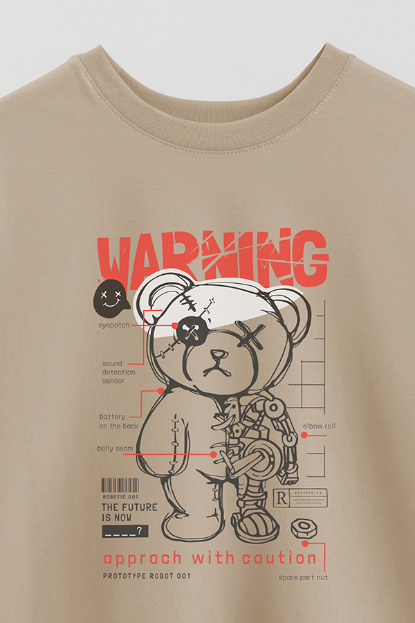 REMERA OVER ESTAMPADA UNISEX TEDDY WARNING