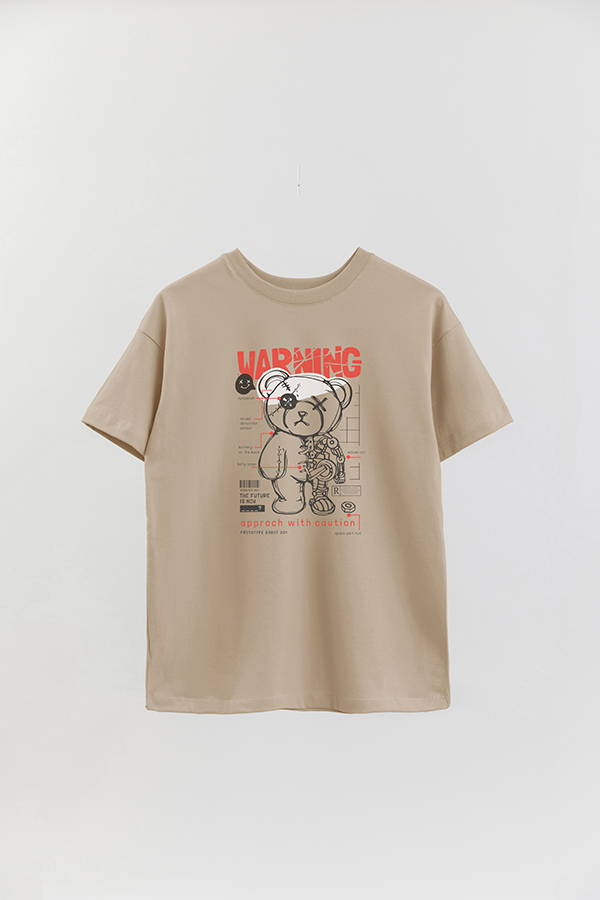 REMERA OVER ESTAMPADA UNISEX TEDDY WARNING