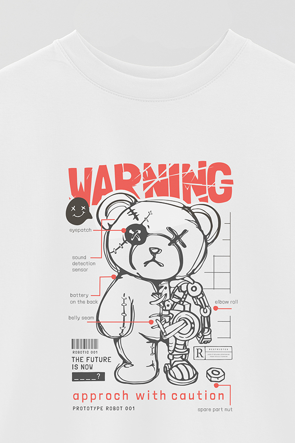 REMERA OVER ESTAMPADA UNISEX TEDDY WARNING