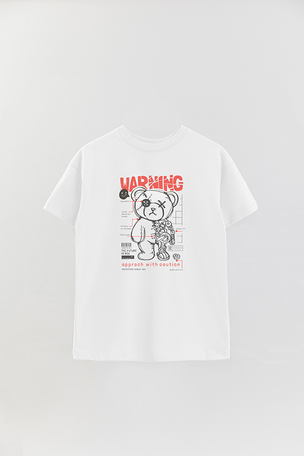 REMERA OVER ESTAMPADA UNISEX TEDDY WARNING