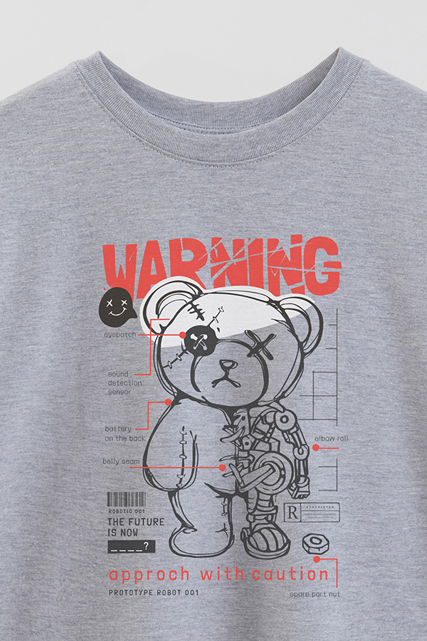 REMERA OVER ESTAMPADA UNISEX TEDDY WARNING