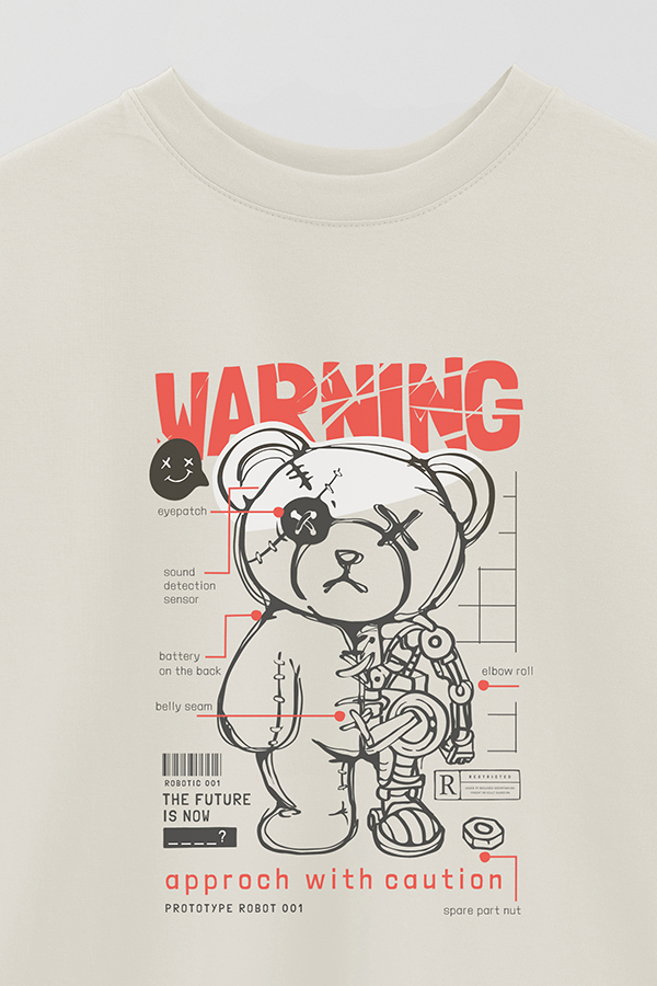 REMERA OVER ESTAMPADA UNISEX TEDDY WARNING