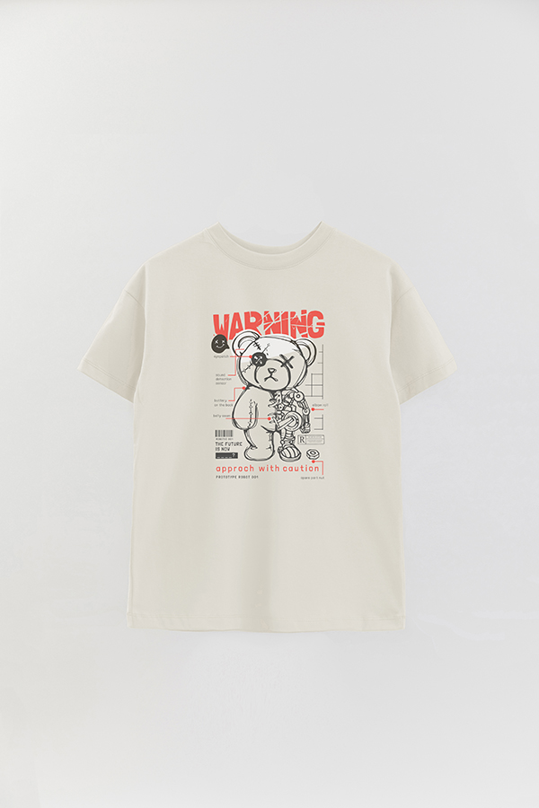 REMERA OVER ESTAMPADA UNISEX TEDDY WARNING