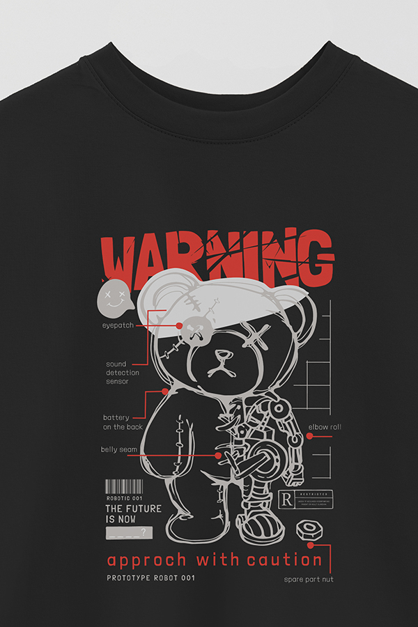 REMERA OVER ESTAMPADA UNISEX TEDDY WARNING