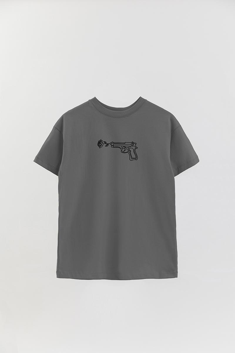REMERA OVER ESTAMPADA UNISEX FLOWER GUN