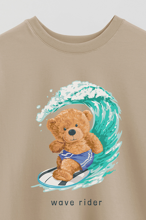 REMERA OVER ESTAMPADA UNISEX TEDDY WAVE RIDER
