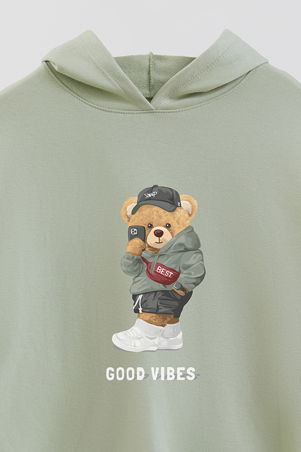 HOODIE RUSTICO KIDS TEDDY GOOD VIBES
