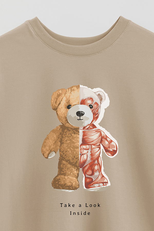 REMERA OVER ESTAMPADA UNISEX TEDDY TAKE A LOOK INSIDE