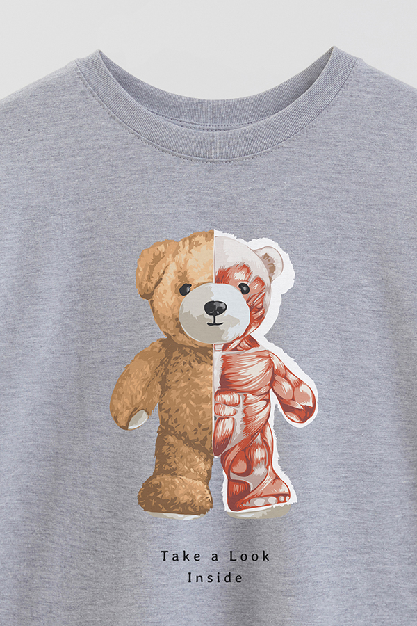 REMERA OVER ESTAMPADA UNISEX TEDDY TAKE A LOOK INSIDE