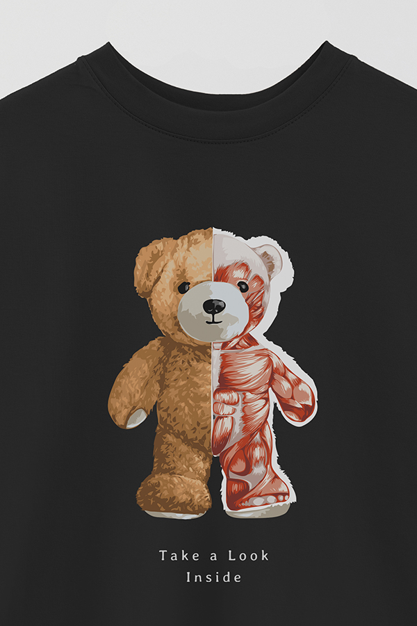 REMERA OVER ESTAMPADA UNISEX TEDDY TAKE A LOOK INSIDE