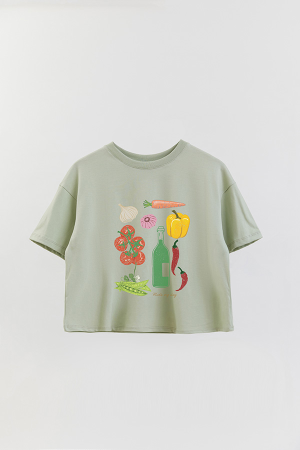 REMERA CROP ESTAMPADA MAKE MY DAY