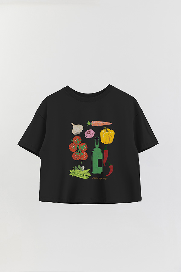 REMERA CROP ESTAMPADA MAKE MY DAY