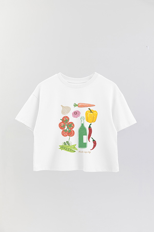 REMERA CROP ESTAMPADA MAKE MY DAY