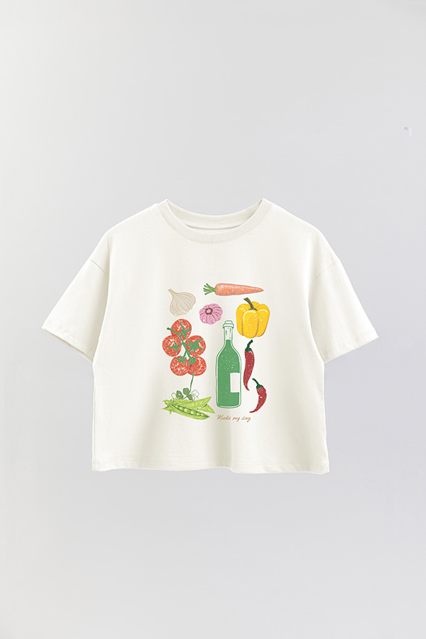 REMERA CROP ESTAMPADA MAKE MY DAY