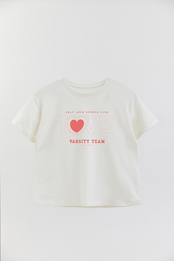 REMERA GIRL OVER LOVE VARSITY