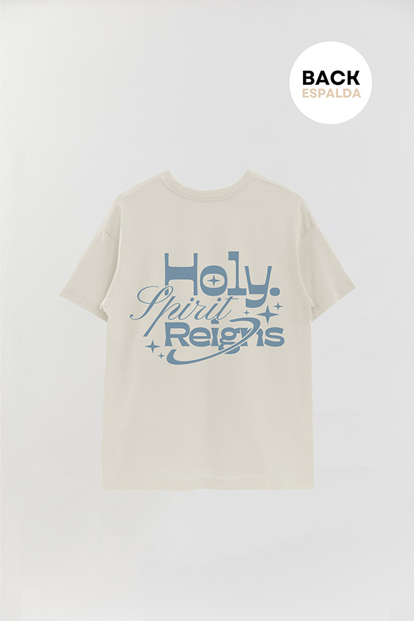 REMERA OVER ESTAMPADA UNISEX ESPALDA HOLY SPIRIT