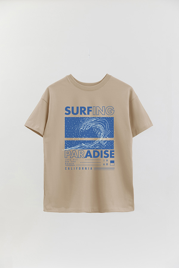REMERA OVER ESTAMPADA SURFING PARADISE